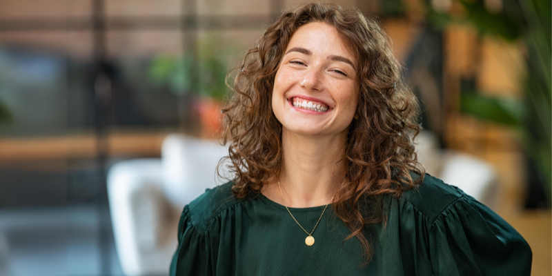 Smiling natural menopausal woman