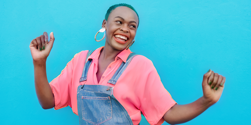 Smiling natural woman